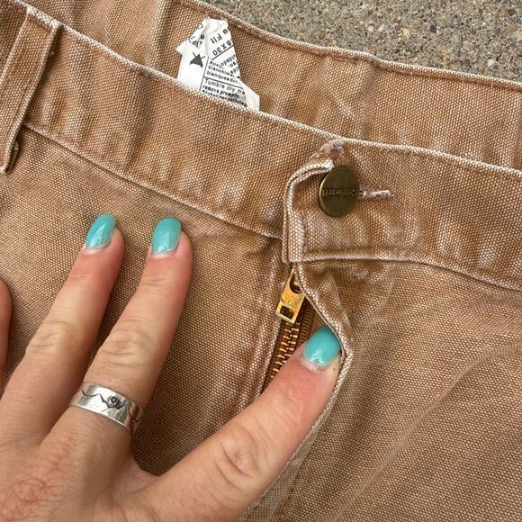 Y2K Carhartt B11 BRN Dungaree Fit 38x30 Brown Canvas Duck Work Pants Made in USA - Picture 2 of 7